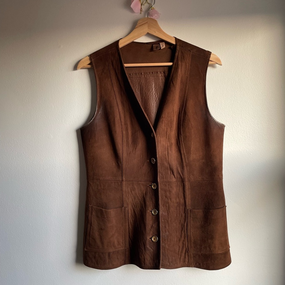 Brown Genuine Leather Women's Vest
